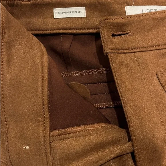 LOFT The Palmer Wide Leg Faux Suede Cropped Pants – Women’s 6P – Brown - Picture 6 of 6